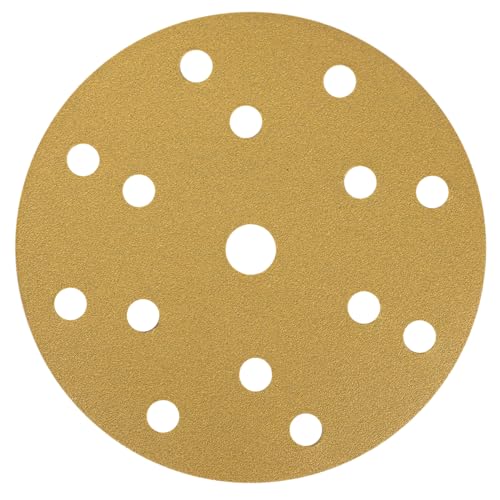 NTools HMF 7 Schleifpapier 150mm Klett, 150 Körnung | Schleifscheiben 150mm Klett 15 Loch für Rund Exzenterschleifer | Aluminiumoxid Schleifscheiben-Pads | Schleifpapier 150 Körnung | 10 Stück Set von Ntools