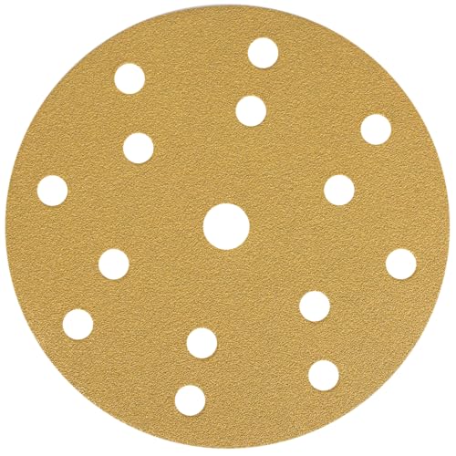 NTools HMF 7 Schleifpapier 150mm Klett, 80 Körnung | Schleifscheiben 150mm Klett 15 Loch für Rund Exzenterschleifer | Aluminiumoxid Schleifscheiben-Pads | Schleifpapier 80 Körnung | 10 Stück Set von Ntools