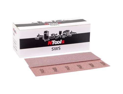 NTools SWS - Netz-Schleifstreifen 70 x 200 mm mit P180 Körnung | 50 Stück Schleifgitter 200mm | Schleifnetz 420mm für Handschleifer mit Absaugung und Handschleifblock von NTools
