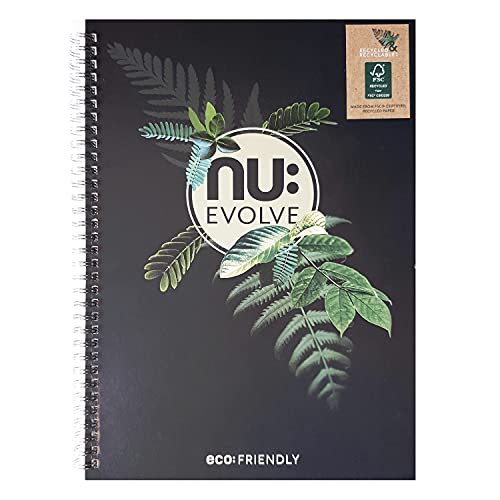 Nu Notebooks - Evolve Range - Recyceltes Notizbuch - A4 Notizbuch - Drahtgebundenes Notizbuch - Schreibwaren-Notizbücher - Professioneller Notizblock - 120 Seiten von NU: