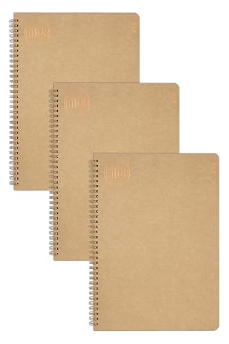 nu: Notizbücher – Kraft Range – Manilla Spiralbindung A5 Notizbuch – Stationäre Notizbücher – Professioneller Notizblock – Multipack mit 3 Stück von NU