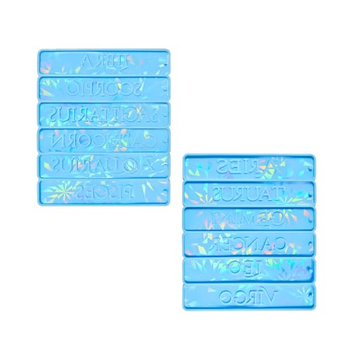 Silikonform mit 12 Sternbildern, Hologrammen, Laser, Lesezeichen, Gießformen, Sternzeichen, Lesezeichen, Epoxidharz-Formen von NUEAYMS