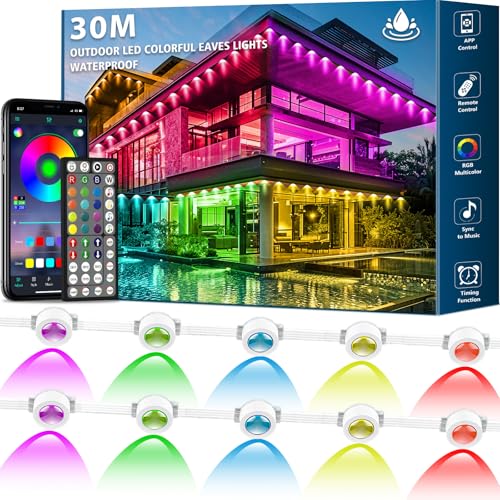 30m Permanente Außenbeleuchtung,RGB Wasserdicht Trauflichter outdoor, RGB-Dachrandbeleuchtung mit App-Steuerung und Fernbedienung,IP 67 Lichterkette außen für Weihnachtsbeleuchtung,Party Tägliche Deko 30m Permanente Außenbeleuchtung,RGB Wasserdicht Trauflichter outdoor, RGB-Dachrandbeleuchtung mit App-Steuerung und Fernbedienung,IP 67 Lichterkette außen für Weihnachtsbeleuchtung,Party Tägliche Deko von NUERPO