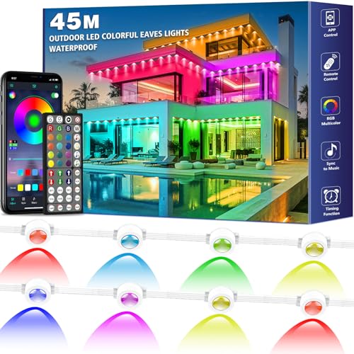 45m Permanente Außenbeleuchtung,RGB Wasserdicht Trauflichter outdoor, RGB-Dachrandbeleuchtung mit App-Steuerung und Fernbedienung,IP 67 Lichterkette außen für Weihnachtsbeleuchtung,Party Tägliche Deko 45m Permanente Außenbeleuchtung,RGB Wasserdicht Trauflichter outdoor, RGB-Dachrandbeleuchtung mit App-Steuerung und Fernbedienung,IP 67 Lichterkette außen für Weihnachtsbeleuchtung,Party Tägliche Deko von NUERPO