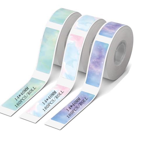 3 Rollen Thermobeschriftungsband, 14 x 40 mm, geeignet für Etikettendrucker. Zum Drucken von Barcodes, Namen, ideal für zu Hause, in der im Büro (180 Etiketten pro Rolle). (Sternenlicht) von NUIGUBF
