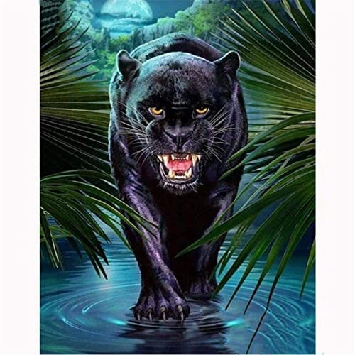 NUISX Kreuzstich-Set Zum Selbermachen 11 Ct Tierischer Schwarzer Panther Von Vorgedruckten Stick-Starter-Sets Für Anfänger, Lesen Von Picasso von NUISX