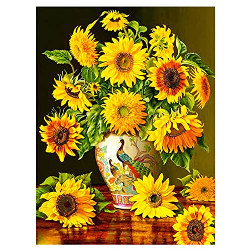 NUISX Reuzstich Stickpackung 11Ct Sticken Set Erwachsene Kreuzstich 40X50Cm Sonnenblumen-Ölgemälde-Stickerei-Kreuzstich-Kits Diy Stickbilder Vorgedruckt Kreuzstich Für Anfänger Home Decor von NUISX