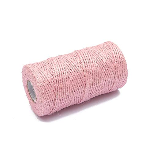 NUJA 1 stück 2mm 100 Meter Natürliche Leinwand Jute Schnur Hanf Seil Party Hochzeit Geschenk Geschenk Wickelschnüre Thread DIY Floristen Handwerk Dekor (Farbe : Light Pink) von NUJA