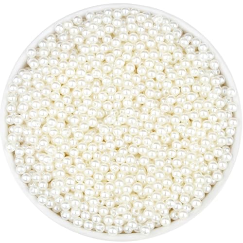 NUKAYAI 1500 Stück 6 mm Perlen mit Loch, lose weiße Tonperlen zum Basteln von Schmuckherstellung, winzige, runde, niedliche Acrylperlen für Ohrring-Set, Halskette, Armband, Vasenfüller, DIY Handwerk NUKAYAI 1500 Stück 6 mm Perlen mit Loch, lose weiße Tonperlen zum Basteln von Schmuckherstellung, winzige, runde, niedliche Acrylperlen für Ohrring-Set, Halskette, Armband, Vasenfüller, DIY Handwerk von NUKAYAI