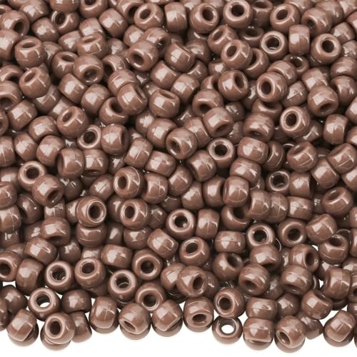 NUKAYAI Braune Pony-Perlen für Halsketten, Haarperlen für Zöpfe, Haarperlen, Kandi-Pony-Bastelperlen für Armbänder, Schmuckherstellung, Schlüsselanhänger, Braun, 1000 Stück von NUKAYAI