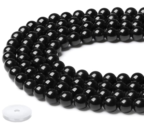 NUKAYAI Natürliche schwarze Obsidian-Perlen, 100 Stück, 8 mm, polierte runde Steinperlen, lose DIY-Perlen, glatte Perlen für Armbänder, Halsketten, Ohrringe NUKAYAI Natürliche schwarze Obsidian-Perlen, 100 Stück, 8 mm, polierte runde Steinperlen, lose DIY-Perlen, glatte Perlen für Armbänder, Halsketten, Ohrringe von NUKAYAI