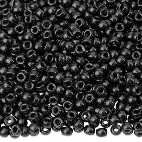 NUKAYAI Perlen-Perlen für Armbänder, Halsketten, Haarperlen für Zöpfe, Kandi-Perlen-Set, Kunststoffperlen zum Basteln, Schlüsselanhänger, Schmuckherstellung, 6 x 9 mm, Schwarz, 1000 Stück von NUKAYAI