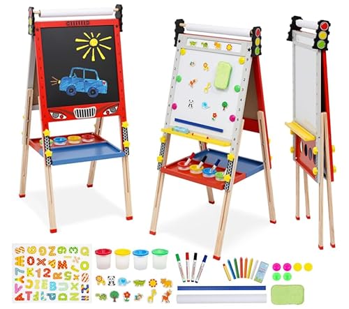 Kinder Staffelei,3 in 1 Kinder Staffelei mit Papierrolle,Höhenverstellbar Kids Easel Foldable Double-Sided Whiteboard&Chalkboard,Anderem Zubehör für Kinder und Kleinkinder,Tafel für Kinder 3-8 Jahren Kinder Staffelei,3 in 1 Kinder Staffelei mit Papierrolle,Höhenverstellbar Kids Easel Foldable Double-Sided Whiteboard&Chalkboard,Anderem Zubehör für Kinder und Kleinkinder,Tafel für Kinder 3-8 Jahren von NUKied