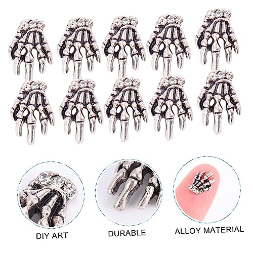 NULYLU 10 Stück Teiliges Alloy Skelett Hand Nagelkunst DIY Maniküre Dekorationen Langlebig Modisch für Halloween Party Nageldesigns und Natürliche oder Künstliche Nägel NULYLU 10 Stück Teiliges Alloy Skelett Hand Nagelkunst DIY Maniküre Dekorationen Langlebig Modisch für Halloween Party Nageldesigns und Natürliche oder Künstliche Nägel von NULYLU