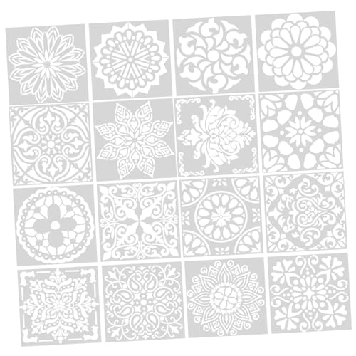 NULYLU 16 Stück Teiliges Wiederverwendbarer Blumenschablonen mit Filigranen Mustern Vielseitige Malschablonen für DIY Wandgestaltung Holz Scrapbooking und Bastelprojekte von NULYLU