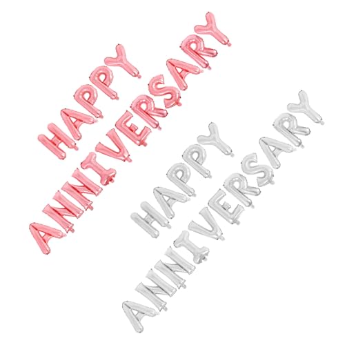 NULYLU 2 Sätze Aluminiumfolie Ballons Happy Anniversary Hochzeit Jubiläumsdekorationen Schnell Aufblasbare Buchstaben für Feierlichkeiten Wiederverwendbares Party Deko in Silber und NULYLU 2 Sätze Aluminiumfolie Ballons Happy Anniversary Hochzeit Jubiläumsdekorationen Schnell Aufblasbare Buchstaben für Feierlichkeiten Wiederverwendbares Party Deko in Silber und von NULYLU