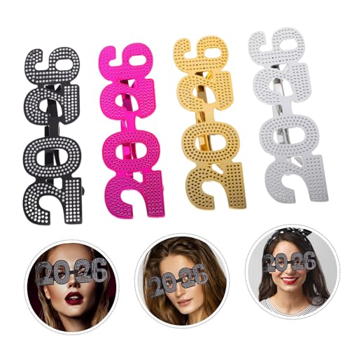 NULYLU 4 Stück Silvester Brillen Party Eyeglasses für Neujahrsfeier Familienfest Foto Requisiten in Schwarz Gold Silber NULYLU 4 Stück Silvester Brillen Party Eyeglasses für Neujahrsfeier Familienfest Foto Requisiten in Schwarz Gold Silber von NULYLU