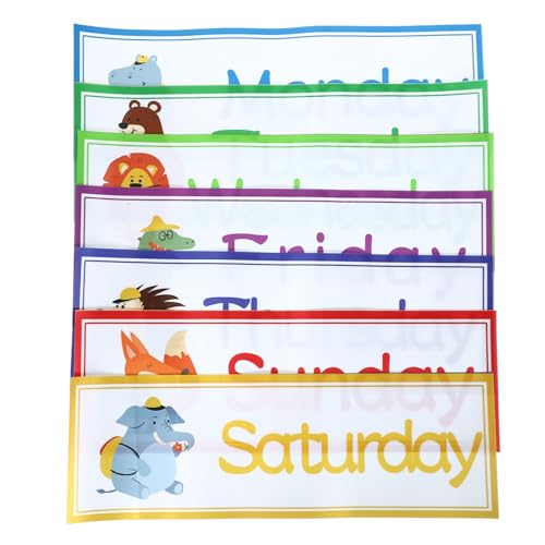 NULYLU 7 Stück Teiliges Wochentage Wandsticker Selbstklebende Abnehmbare Wandtattoos mit Bunten Cartoon Motiven Pädagogische Wanddekoration für Klassenzimmer Kinderzimmer Glatte NULYLU 7 Stück Teiliges Wochentage Wandsticker Selbstklebende Abnehmbare Wandtattoos mit Bunten Cartoon Motiven Pädagogische Wanddekoration für Klassenzimmer Kinderzimmer Glatte von NULYLU