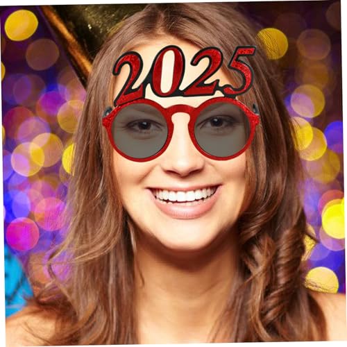NULYLU Partybrille Rundes Lustige Silvesterbrille Fotorequisite für Erwachsene Neujahrsfeier und Abschlussfeier Zubehör Rot Holografisch von NULYLU