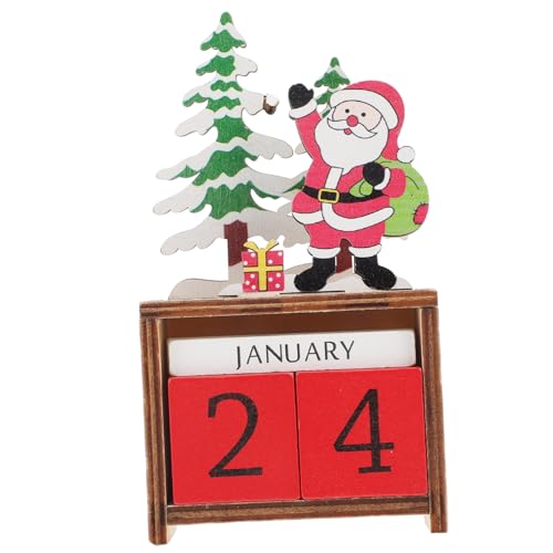 NULYLU Weihnachts Countdown Kalender Holz Desktop Kalender mit Weihnachtsmann Weihnachtsdekoration Tischkalender von NULYLU