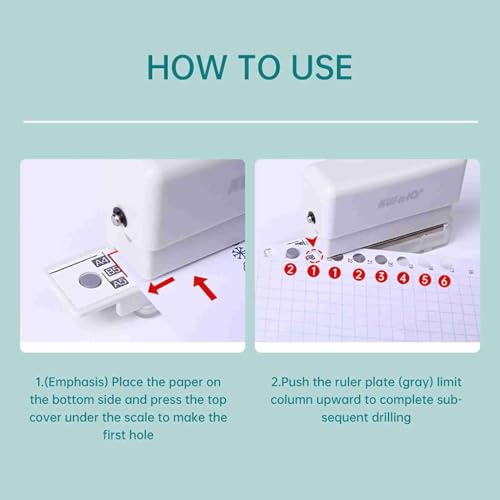 Lochstanzer 6-Loch für lose Blätter - Mini tragbarer Papierstanzer mit 5,5 mm Lochdurchmesser für A4 B5 A5 Notizbücher, präzises Lochen bis zu 3 Blätter von NUMNBE