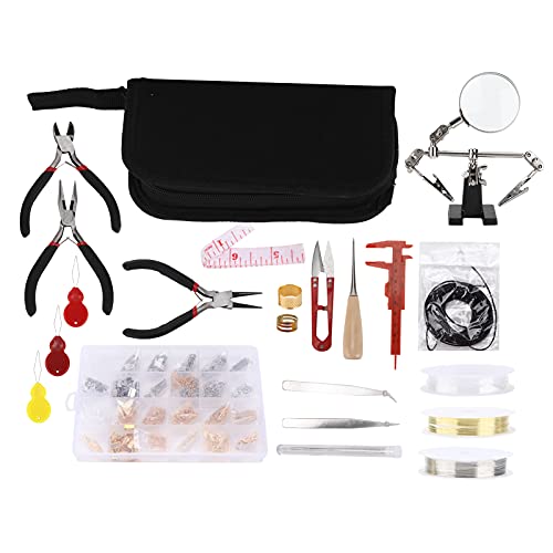 Schmuckzellenkit, 3 Doppelfederzange, gemischte Perlen & Ringe, schwarze Aufbewahrungstasche - sichere Nicht -Schlupfgriffe, vielseitige Zubehör, für Schmuckherstellung & von NUMNBE