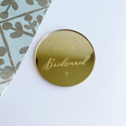 Brautjungfernantrag Trauzeugin Antrag Cupcake Discs, Gold verspiegeltes Acryl, 5,7 cm, 12 Stück (Brautjungfernscheibe) von NUO RUI