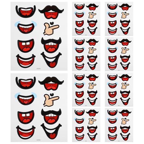 10 BläTter Selbstklebende Lippenaufkleber, Diy Mund Sticker FüR Cartoon Animation, Mehrfarbig, 19x15.5cm, FüR Dekoration Und Basteln 10 BläTter Selbstklebende Lippenaufkleber, Diy Mund Sticker FüR Cartoon Animation, Mehrfarbig, 19x15.5cm, FüR Dekoration Und Basteln von NUOBESTY