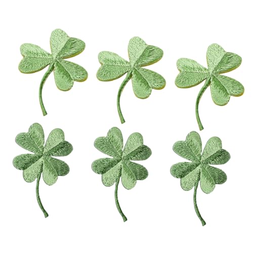 NUOBESTY Leuchtend Grüne Patches Stickerei 6 Stück Kleidung Patches Kleeblatt Aufkleber für Dekorieren Reparatur von NUOBESTY