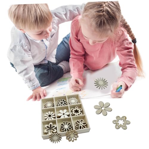 NUOBESTY 1 Box Mit 45 Stück Holzscheiben Ornamenten Ausschnitte Dekoratives Dekorationszubehör DIY Heimdekoration Hochzeitsdekorationen Blumenholz Bastelmaterial von NUOBESTY