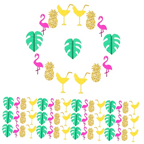 NUOBESTY 1 hawaiianisches Konfetti Hochzeitsdekoration Konfetti für den Tisch Flamingo-Cupcake-Topper Geburtstag Konfetti party dekoratives konfetti Pailletten Schleife Strand Plastik von NUOBESTY