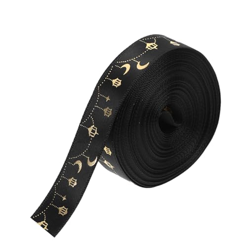NUOBESTY 1 Rolle Bogenband Ramadan-geschenkband Bänder Für Blumenarrangements Ramadan-partydekorationen Wickelband Diy-bastelband Geschenkband Zum Geburtstag Mondsternband Black Polyester von NUOBESTY
