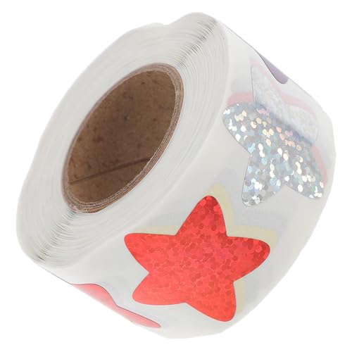 NUOBESTY 1 Rolle Selbstklebende Holographische Sternaufkleber für Belohnungen Bunte Reflektierende Sterne für Klassenzimmer Motivierende Sticker für Diy Projekte von NUOBESTY