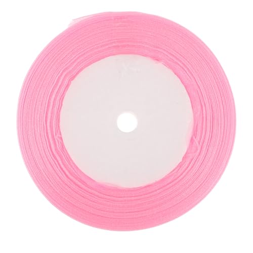 NUOBESTY 1 Rolle Verpackungsband Band Für Hochzeitseinladungen Besticktes Band Tüllband Frühlingsblumenband Organza-satinband Bastelbänder Einwickeln Valentinstag Bänder Chiffon Rosa von NUOBESTY