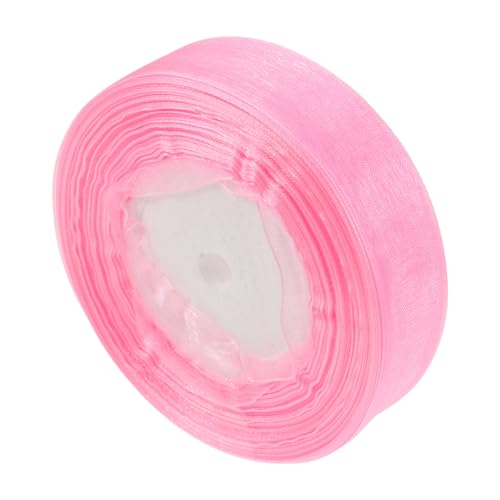NUOBESTY 1 Rolle Verpackungsband Tüllband Besticktes Band Wickelband Blumensträuße, Die Bänder Einwickeln Band Für Hochzeitseinladungen Valentinsband Dekorative Wickelbänder Rosa Chiffon von NUOBESTY