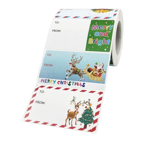 NUOBESTY 1 Rolle Weihnachtsaufkleber Aufkleber für Weihnachtsgeschenke Namensaufkleber für Weihnachten Brief paketaufkleber weihnachtsmotiv Nagelaufkleber Wohnkultur Geschenkanhänger von NUOBESTY
