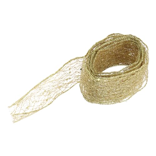 NUOBESTY 1 Rolle Weihnachtsband Band Für Kränze Verdrahtetes Band Bänder Für Handwerk Gold Drahtband Nähband Baumbänder Maschenvergoldungsband Zierleiste Zum Nähen Kranzband Schnur Golden von NUOBESTY