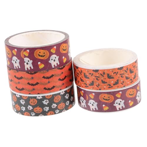 NUOBESTY 1 Satz 1 Set Halloween Klebeband Süße Aufkleber Glitzerband Masking Verpackungsband Geister Zubehör Halloween Bastelband Haustier Klebeband Transparente Folie Kunst 5Rollen von NUOBESTY