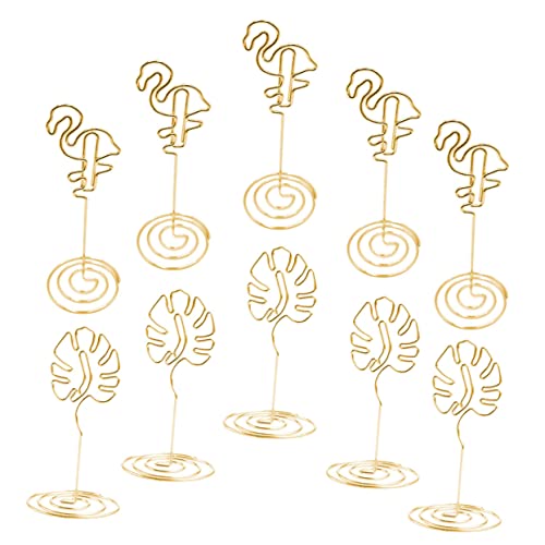 NUOBESTY 1 Satz 10 Stück Hawaiianischer Notenhalter Clips Namenshalter Für Den Hochzeitstisch Memohalterständer Platzhalter Gold Fotohalter Inhaber Flamingo-notizhalter Metall von NUOBESTY