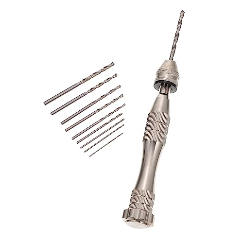 NUOBESTY 1 Satz Bohr- und Schnitzwerkzeuge Schlüssel Schlagbohrer Puncher Loch Mini-Handbohrmaschine handbohrer handbuch Mini-Handbohrwerkzeug Aluminiumlegierung Silver von NUOBESTY