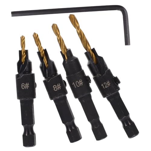 NUOBESTY 1 Satz Bohrset Kit Holzbearbeitungsspalter Bohrlochbohrer Senkerbohrer Spaltzubehör Bits Holzspalterwerkzeug Holzspalterbohrer Holzbearbeitungswerkzeug Stahl Golden von NUOBESTY
