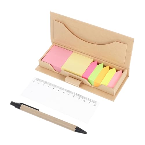 NUOBESTY 1 Satz Bunte Haftnotizen Index Tabs Integrierter Ruler und Aufbewahrungsbox mit Stift für Notizbücher Bürobedarf und Schule von NUOBESTY