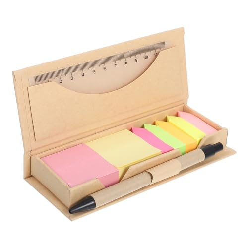 NUOBESTY 1 Satz Bunte Haftnotizen Index Tabs Lineal und Stiftebox für Notizbücher Büro und Schule von NUOBESTY