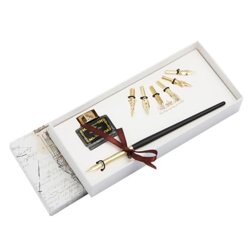 NUOBESTY 1 Satz Dip-stift Signatur-stift-kit Tinte Für Füllfederhalter Dip-pen-zubehör Einzigartiger Tintengeschenkstift Tintenstifte Holzstange Füller Student Rostfreier Stahl von NUOBESTY
