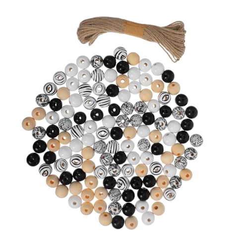 NUOBESTY 1 Satz Holzperlen für Diy Schmuck Holzperlen mit Großen Löchern und Jutegarn für Armbänder Dekorationen und Bastelprojekte Hochwertige Bastelperlen für Kreative Anwendungen von NUOBESTY