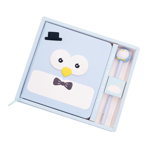 NUOBESTY 1 Satz Niedlichem Pinguin Design Notizbuch und Stift für Langlebige Materialien Kreative Gestaltung Praktische Boxverpackung für Einfache Aufbewahrung und Transport von NUOBESTY