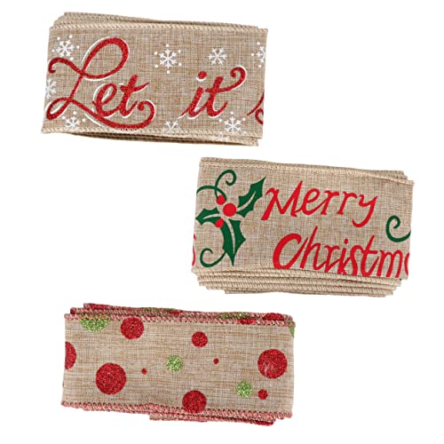 NUOBESTY 1 Satz Sackleinenband Schleife Christbaumschmuck Weihnachtskarte Lichterketten Ornamente Ribbon Bandfeile Geschenkverpackungsband Geschenkbänder Ein Verpackungsband Leinen- 3 Stück von NUOBESTY