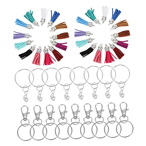 NUOBESTY 1 Satz Tassel Schlüsselanhänger Teile Diy Zubehör mit Quasten Metallringen und Schlüsselringen für Projekte und Anhänger von NUOBESTY