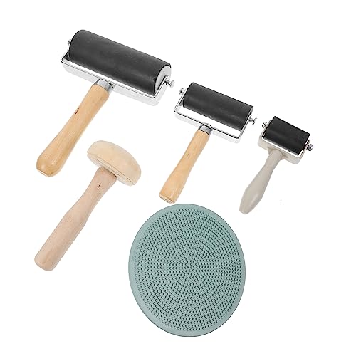 NUOBESTY 1 Satz Klebestift Zum Bedrucken Kleber Brayer Druckwalzen Malen Sie Brayer Druckfarbenwalze Farbe Brayer Unfertiger Holzpflock Druckertinte Druckwalze Aus Gummi Jale Holzgriff von NUOBESTY