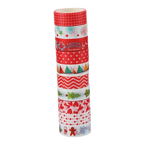 NUOBESTY 1 Satz Weihnachts-washi-tape Weihnachtsdeko Weihnachtsdeko Für Bilderrahmen Weihnachtsfahne Lametta Weihnachtsbaum Klebeband Diy Washi Tape Papier 10 Rollen von NUOBESTY